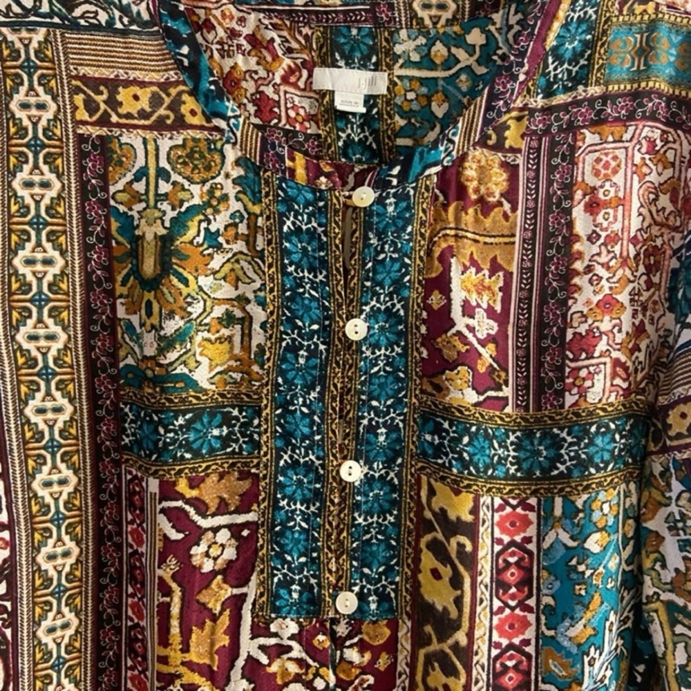 J. Jill Multicolor Patchwork Tunic Large Petite - image 5